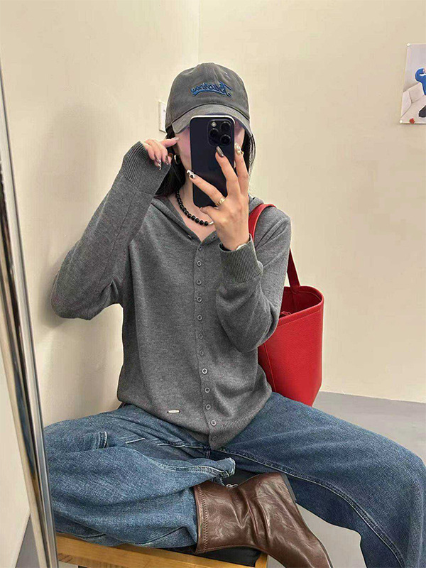 连帽针织衫女开衫秋季2025新款时尚洋气休闲长袖上衣宽松外搭毛衣|undefined