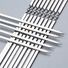 Custom wholesale stainless steel BBQ skewers: flat, round, and steel barbecue needles—perfect for kebabs, lamb skewers, and grilling essentials.