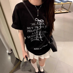 高級デザイン感のあるおしゃれなアルファベットのプリントtシャツ女性の夏の大きいサイズの婦人服の新型のゆったりした半袖の上着