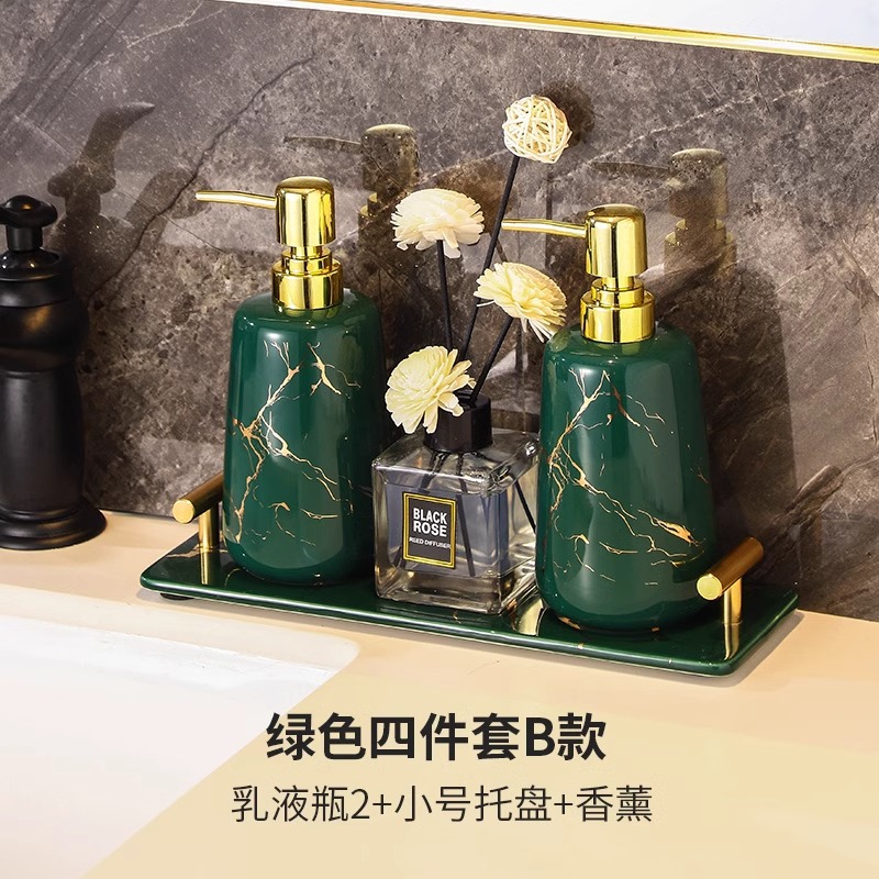 Baños del hotel con oro pintado set de lavado de comercio exterior creativo de mármol botella de emulsión enjuague bucal accesorios de baño