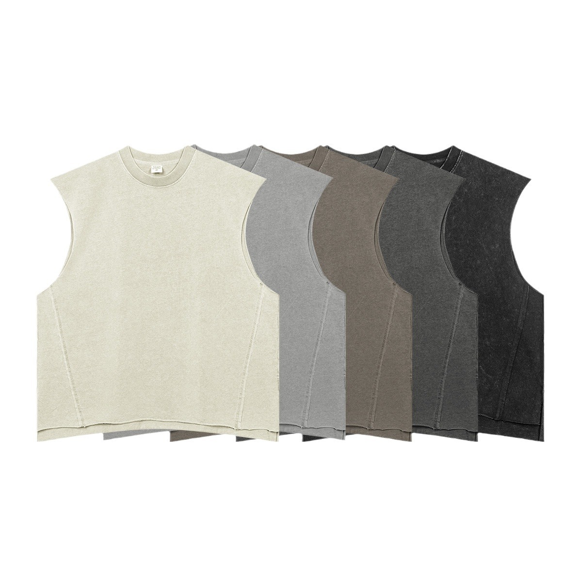 2025 verano estilo americano de moda callejera suelta 270G retro lavado con agua hace viejos chalecos de hombro sin mangas de moda masculina
