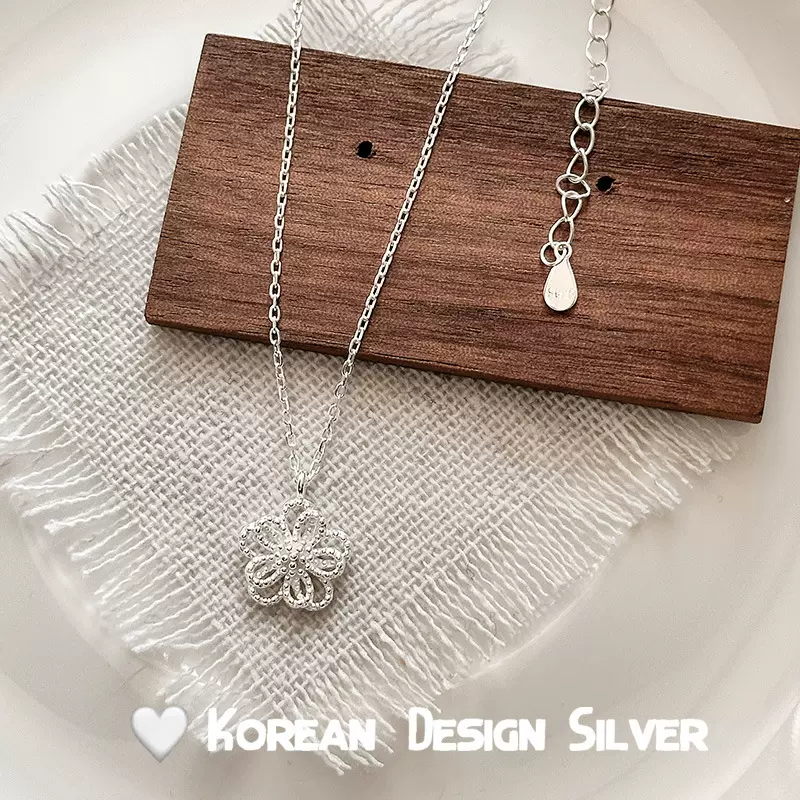 925纯银不规则花朵项链女简约文艺气淑女款森系甜美锁骨链