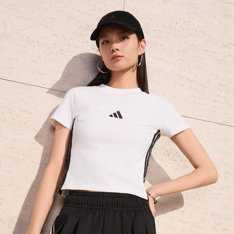 Aadidas Pure Cotton Women's T-Shirt Sports Casual Short-Sleeved Summer Round-Neck Bottoming Top Slim Fit Breathable Half-Sleeve