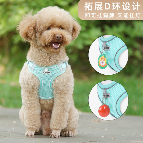 New Pet Leash Vest Back Harness Breathable Dog Leash Reflective Dog Harness Pet Supplies
