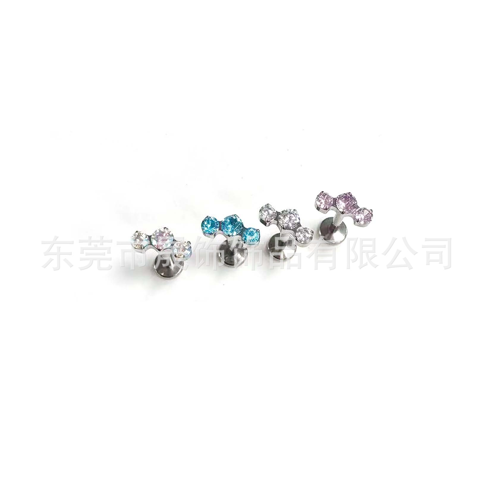 F-136 Titanium Alloy 三连 Diamond Ear Stud Studded 5A Cubic Zirconia Helix Cartilage Stud G23 Implant Grade Titanium Labret Stud 人体 Piercing Jewelry