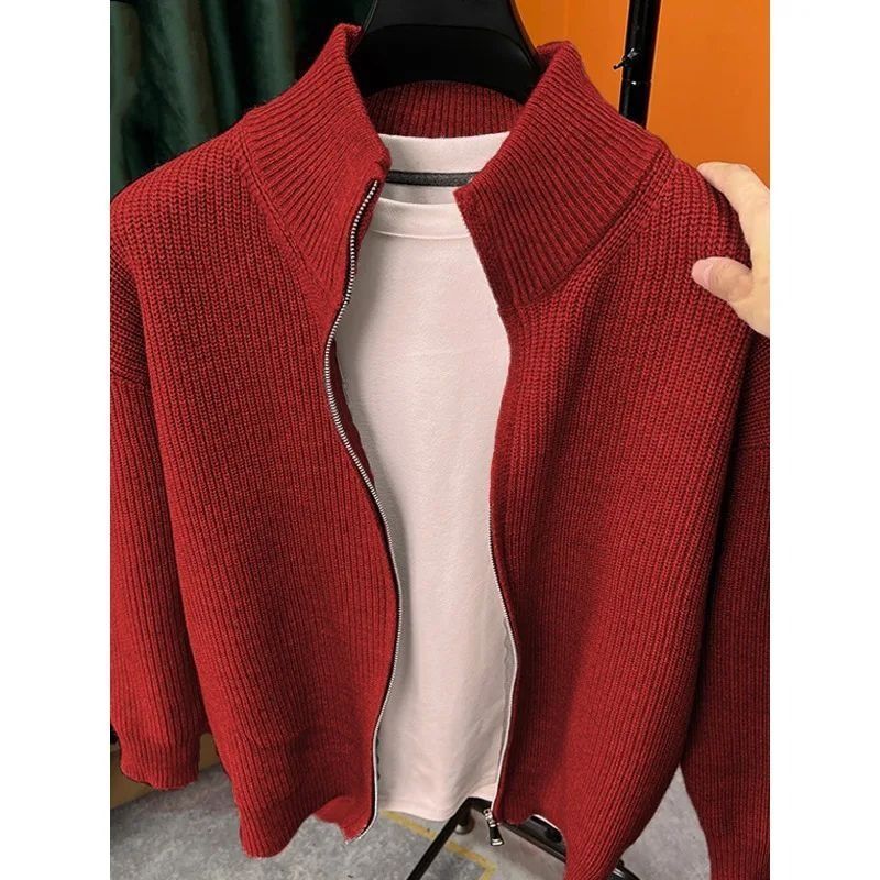 2026 cardigan zip-up sweater versatile knitwear autumn and winter cross-border slim-fit jacket for men with a stand-up collar and half-high collar 2026 cardigan zip-up sweater versatile knitwear autumn and winter cross-border slim-fit jacket for men with a stand-up collar and half-high collar