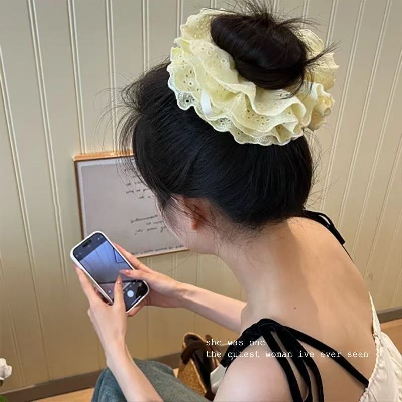 5737 드로스트링 레이스 머리끈 - 옐로우 (5737 드로스트링 레이스 머리끈 - 노란색)