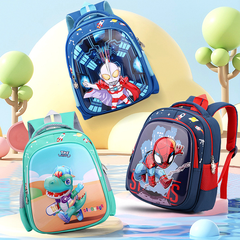 Mochila de dibujos animados lindo Spider-Man nueva moda 6 Kindergarten schoolbag Boy 3-4-5 años de edad los niños pequeños dinosaurio de clase media