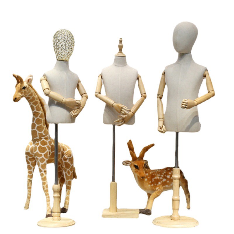 Accesorios de modelo para niños medio cuerpo estante de exhibición de ropa para niños Ventana de tienda de ropa para niños estante de modelo de plomo