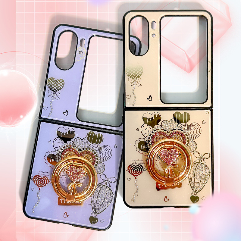 Heart Balloon folding screen for zflip phone case zfold rhinestone love stand protective cover