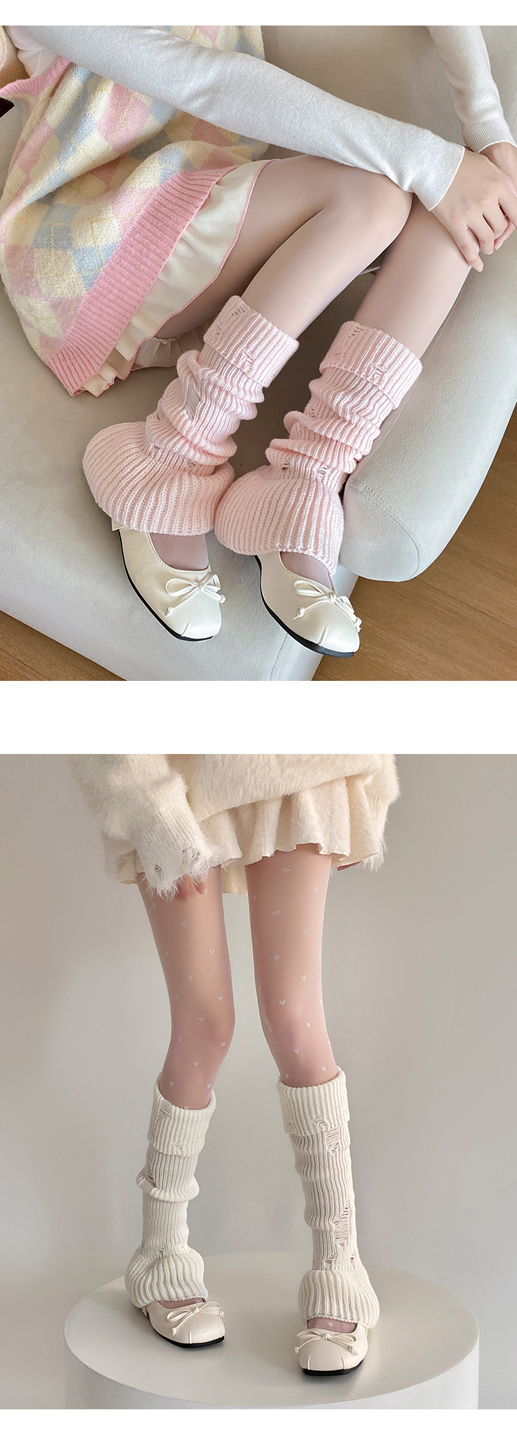 Scaldamuscoli Bootshang Calzini in cotone con fori Calzini a gamba svasata bianchi da donna per autunno e inverno Calzini spessi e caldi al polpaccio lavorati a maglia_voghion.com