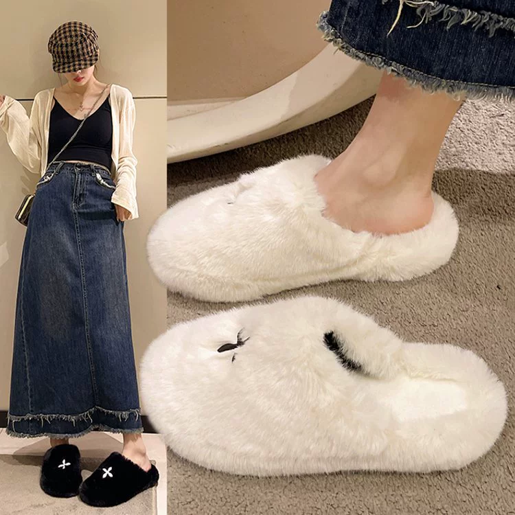 Новые модные плюшевые тапочки для женщин осень-зима 2023, подходят для ношения в помещении и на улице, повседневные универсальные тапочки в стиле ins.