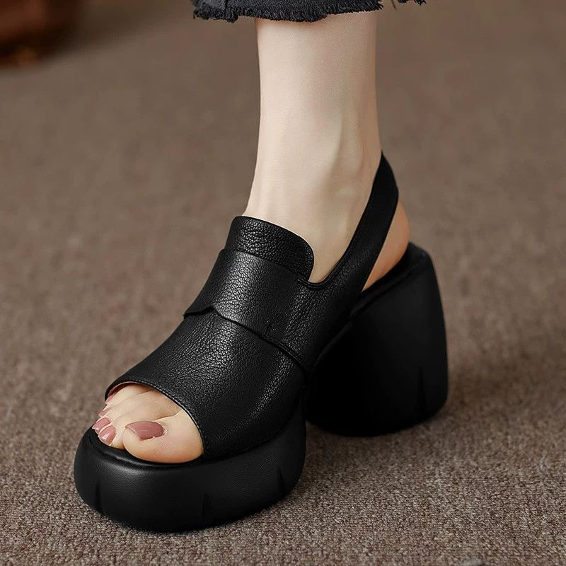 Sandalias Romanas de Tacón Ancho y Plataforma de PU para Mujer