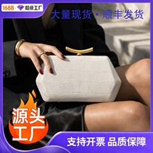 跨境外贸女士欧美新款单肩斜跨包异型鳄鱼纹手抓包时尚婚礼晚宴包