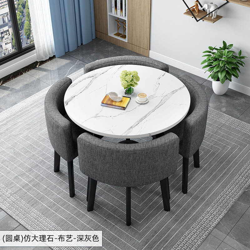 Simple Recepción y negociación pequeña mesa redonda mesa de recepción negociación reunión mesa de invitados y silla traje Oficina área de descanso mesa y silla combinación