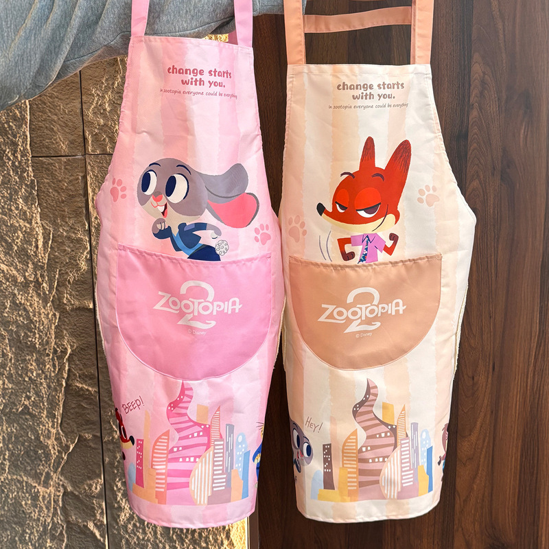 Disney Co-Branded Judy Nick Home Couple Apron Waterproof and Oil-Proof Kitchen Cooking Cute Style Apron