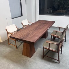 鼓歌北美黑胡桃木大板桌实木餐桌原木茶桌书桌去客厅化整板茶台几