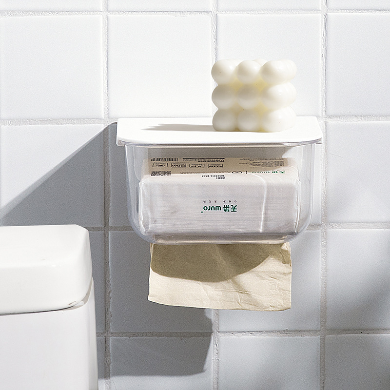 2237 transparent drawer tissue box two-side wall hanging tissue box toilet bathroom tissue toilet paper storage box