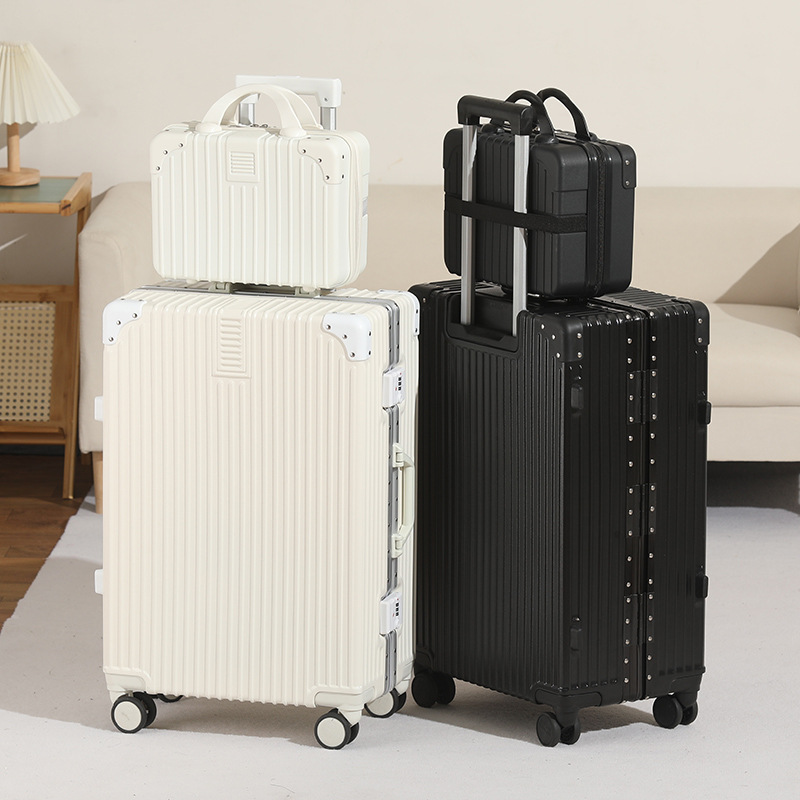 New retro-style suitcase, women's universal wheel trolley case, men's student durable combination lock case, travel suitcase, large capacity, trendy.