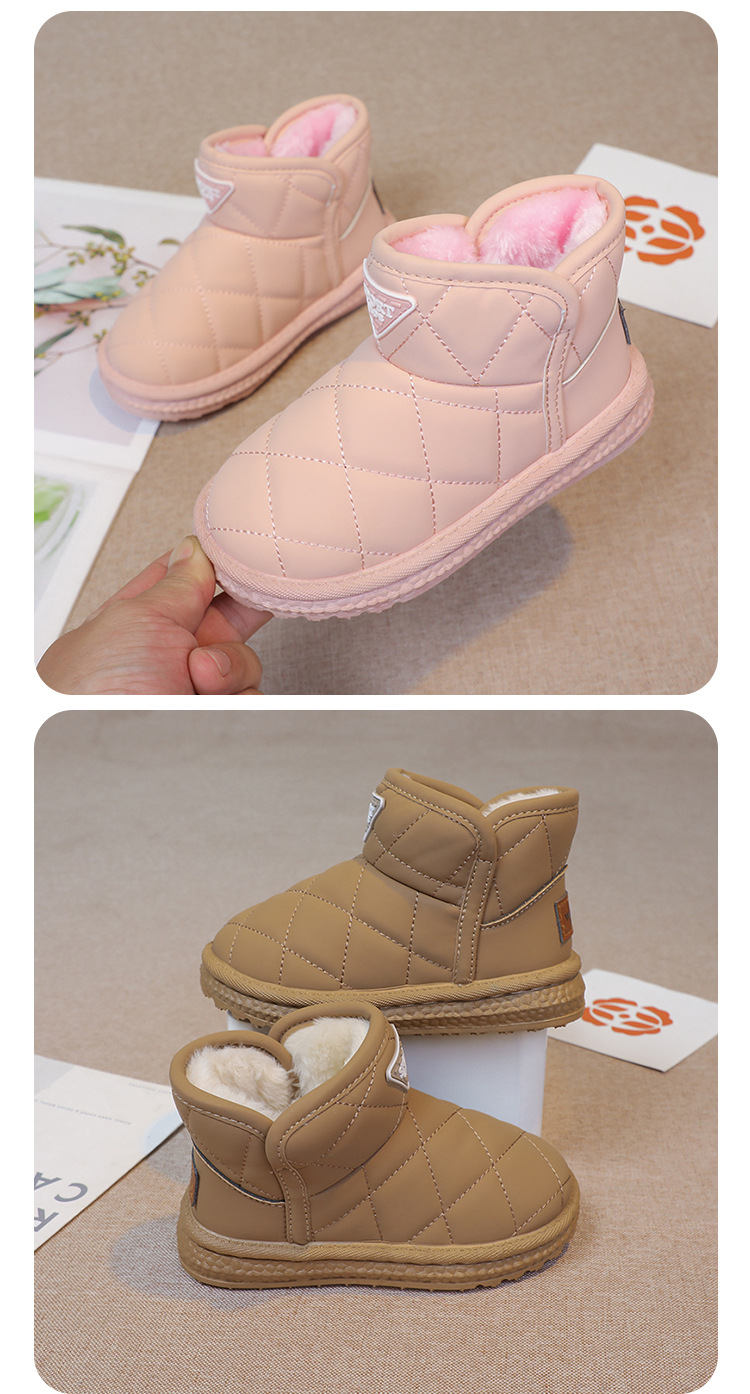 Kinder Mädchen Schuhe, warme 2024 Winter neue Schneestiefel, mittlere und große Kinder Plüsch dicke Baumwolle kurze Stiefel_voghion.com