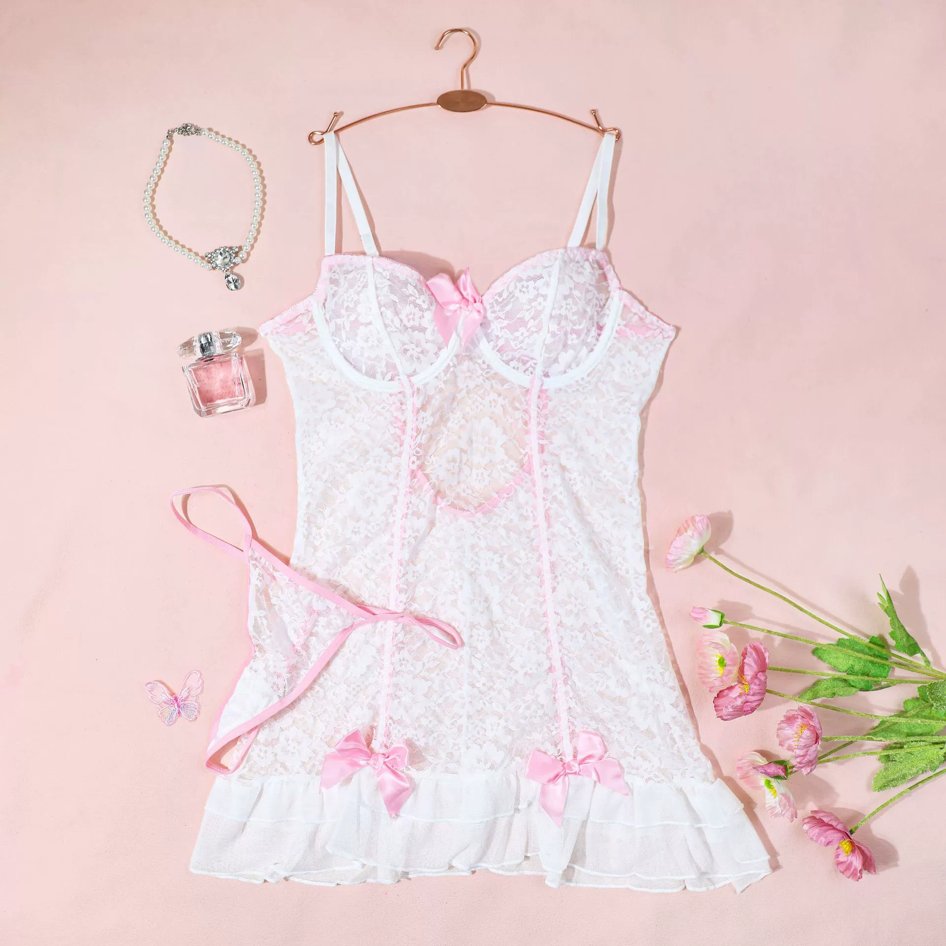 Белье, сексуальная slip-dress, комплект, (Cross-border trading), открытая спина
