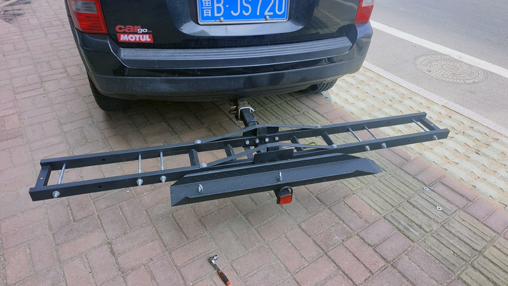 Rear Hitch Mount Motorcycle Carrier for Installation on the Rear of the Vehicle