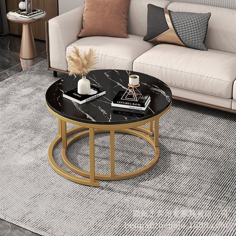 Mesa de centro Mesa de centro nórdica de alta calidad, mesa de centro de placa redonda de madera, sala de estar de estilo antiguo, mesa de centro de combinación minimalista italiana