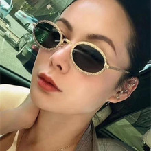 椭圆墨镜高级感金属2024新款太阳眼镜复古薄款太阳镜女sunglasses