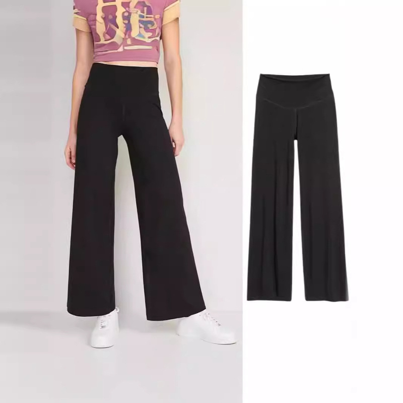 Summer Women's Capri Pants with Flared Pockets, High-Waisted Yoga European and American Cross-Border Gym Workout Pilates Casual Pants