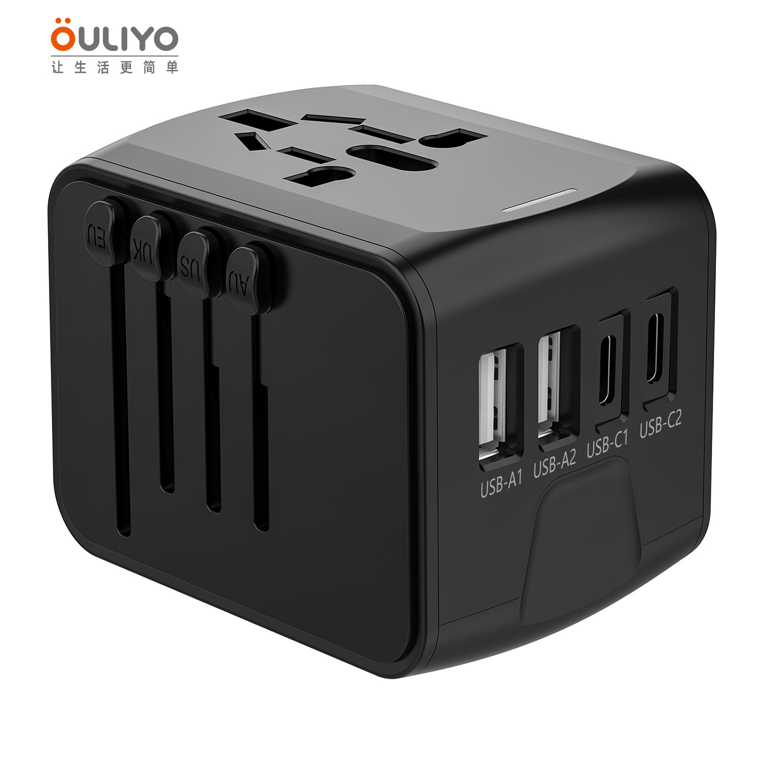 Nuevo enchufe de conversión de salida de identificación inteligente 3USB + TYPE-C para viajar al extranjero, negocios, estudiar en el extranjero y viajar