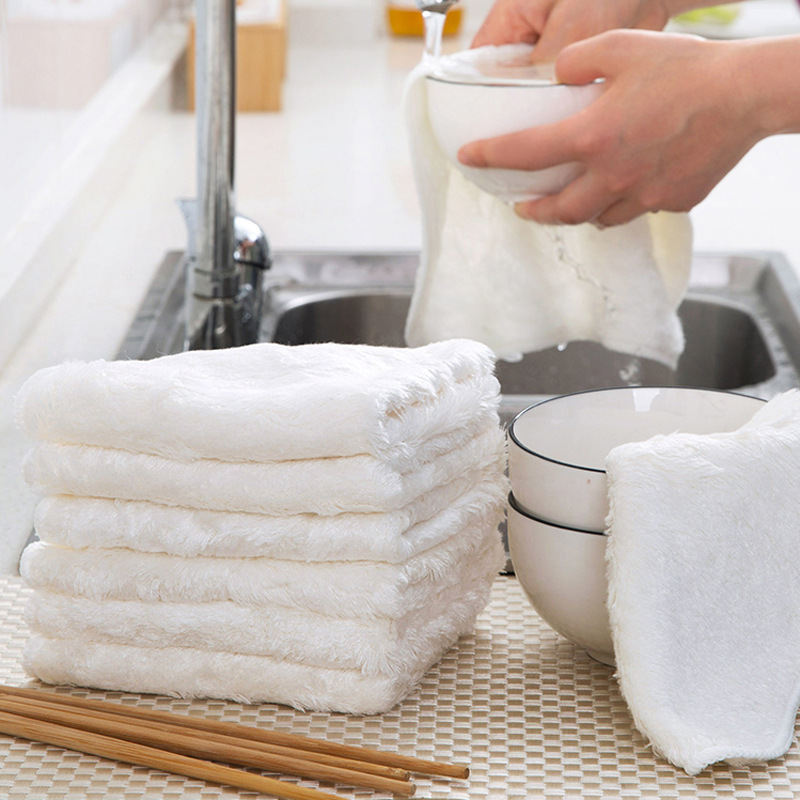 New White Thick Absorbent Cleaning Cloth Kitchen Utility Dish Towel Oil-removing Dish Cloth