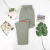 Summer bamboo colored trousers, plus size, cotton and linen, drawstring
