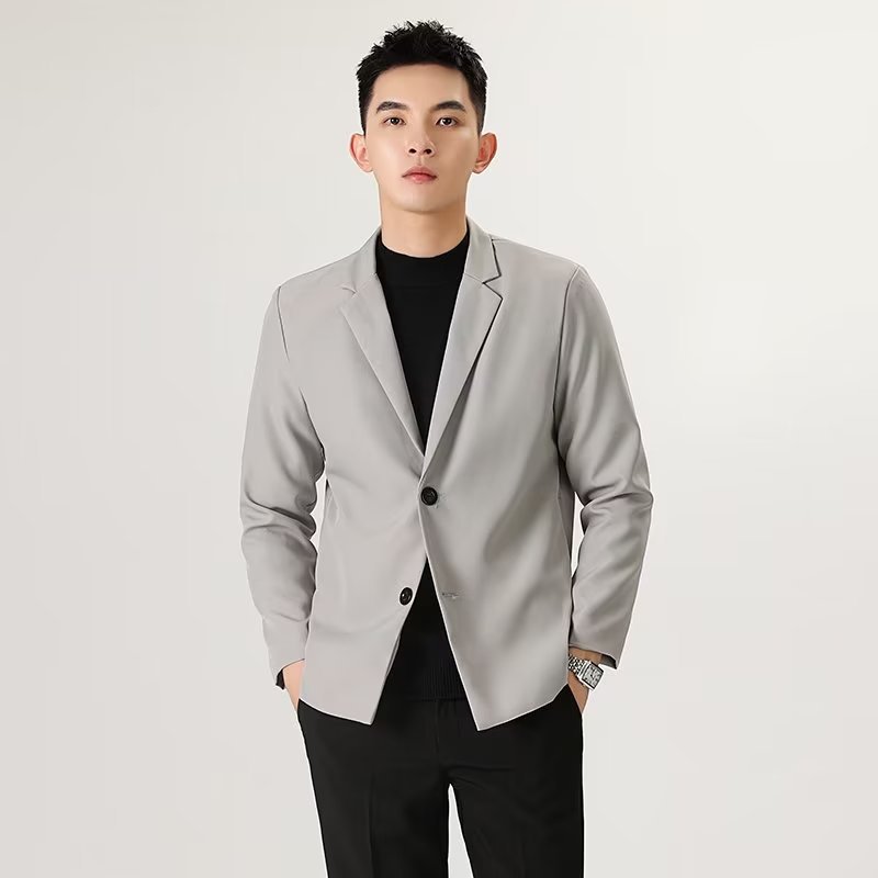 Guapo traje de primavera y otoño de alta calidad chaqueta de hombre ligero maduro casual todo partido marca de moda SLIM-Fit chaqueta de moda de un solo Oeste