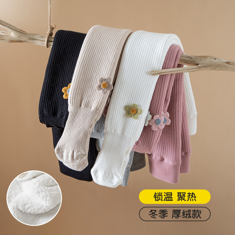 Nuevo Otoño e Invierno forrado de lana gruesa nube de terciopelo cálido desgaste exterior pantimedias de Bebé Pantalones calientes de las niñas pantimedias de los niños