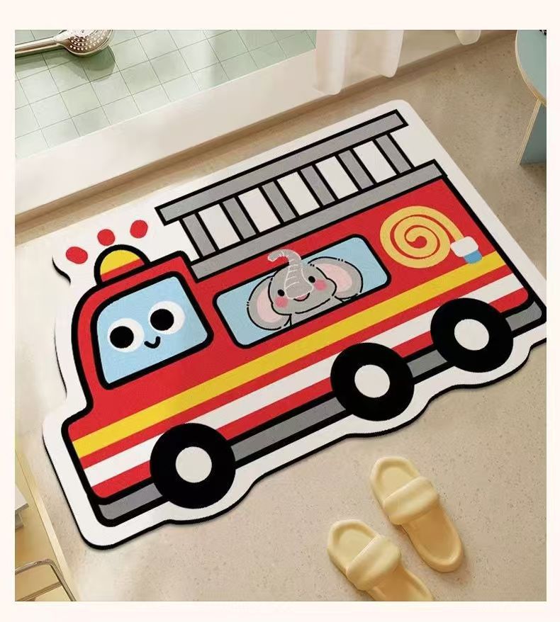 Cartoon Bathroom Absorbent Floor Mat Bathroom Entrance Foot Excavator Toilet Door Door Mat Shower Room Bath Mat