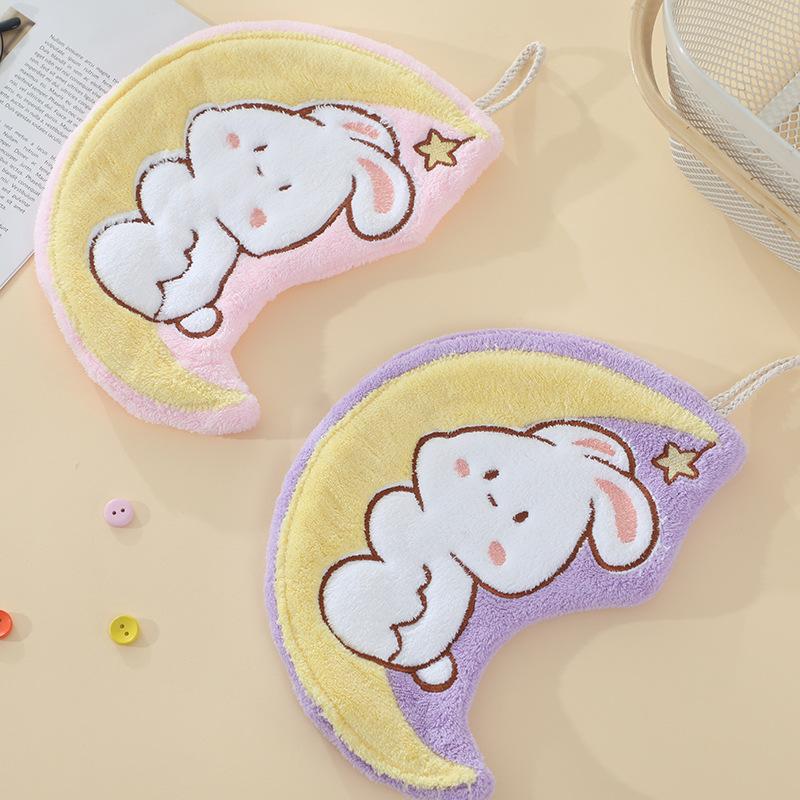 Xingyue Rabbit Hand Towel Coral Velvet Hanging High-Looking Super Absorbent Children's Cute Cartoon Bathroom Handkerchief