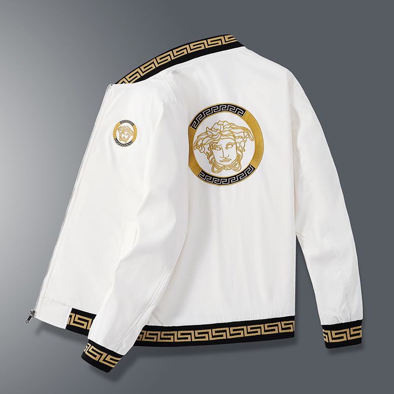 Spring Autumn Winter New Men's Casual Fashion Slim High Quality Large Area Embroidery Baseball Collar Jacket Jacket [