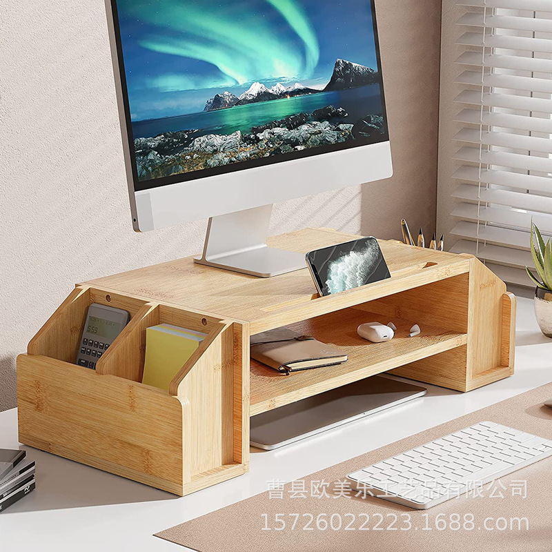 2-layer monitor riser rack adjustable storage organizer desktop stand computer printer storage rack