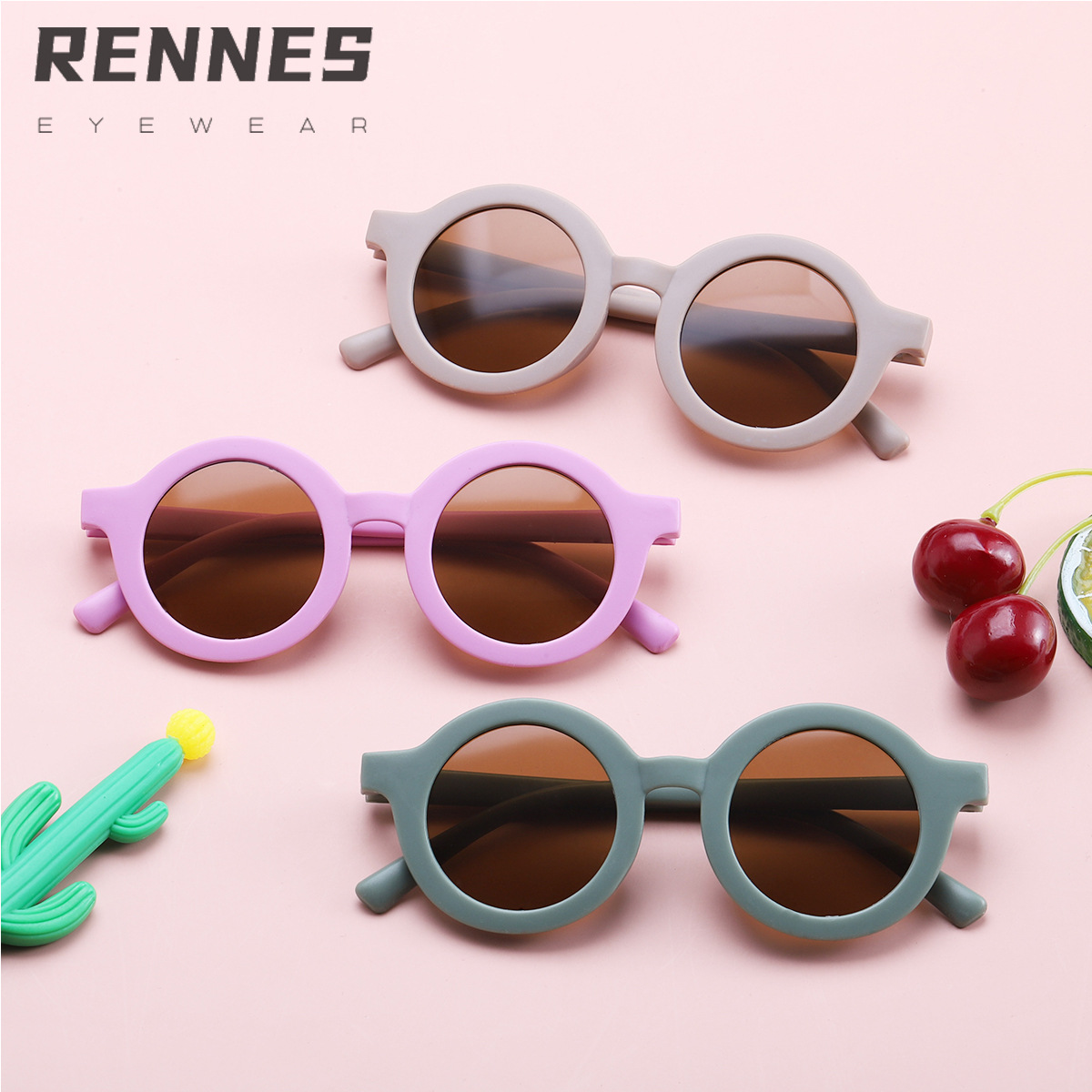 Gafas de sol para niños con montura redonda de moda retro Gafas de sol para bebés Gafas de sol para niños con protección UV 1593