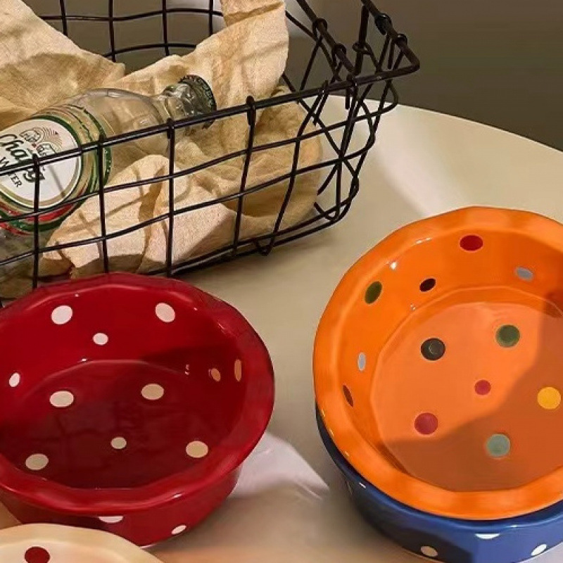 두꺼운 6.05inch 레이스 그릇 - 오렌지 + 레드