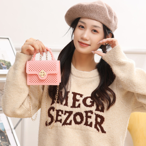 Jelly Bags PVC New Model Hollow Jelly Bag Mini Small Bag Chain Crossbody Bag Women's Small Square Bag Handbag