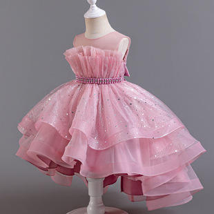 Children's Princess Dress Summer Girl's Tail Poncho Yarn dress Flower Girl's Wedding Dress Girl's Performance Dress