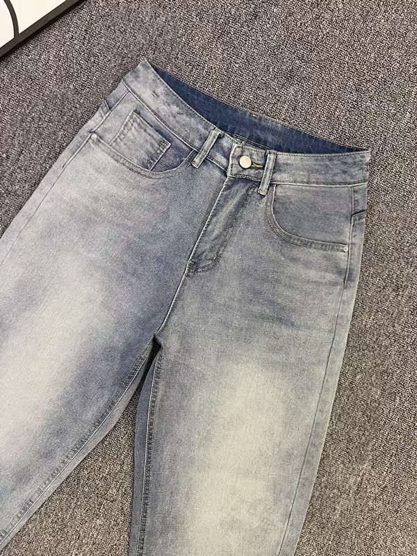 Spring And Autumn New Elastic Trendy Brand Straight Jeans Men's Slim Fit Versatile Casual Ankle-Length Pants_mkmklike.com