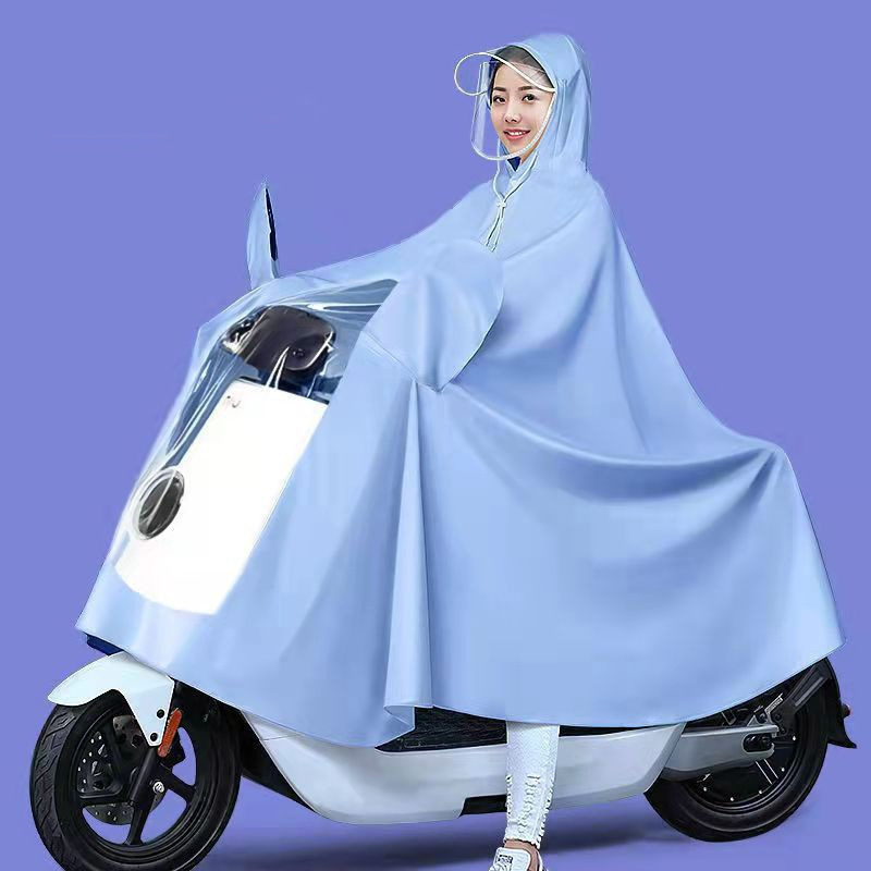 Plus Long Electric Car Transparent Raincoat PVC Portable Hooded Raincoat Battery Car Adult Riding Poncho