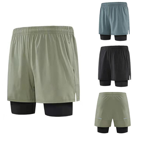 Cross-border new men's western style running shorts with lining anti-peep fitness training pants