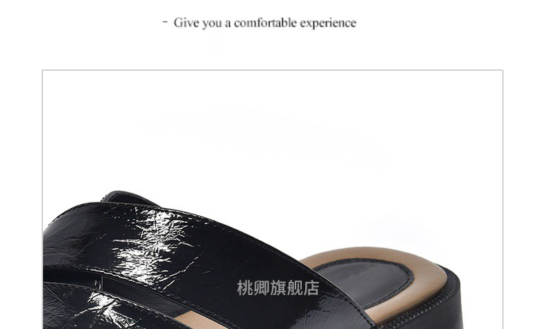 Dép sandal nữ quai ngang mũi tròn đế bệt da thật khoét lỗ thoáng khí — Màu đen chi tiết 15