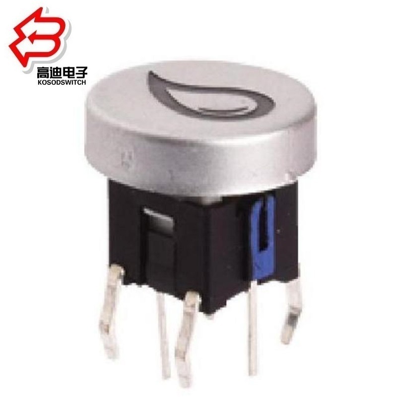 轻触开关带灯6*6*9.5  带灯轻触开关圆帽9.9M 带灯LED轻触开关6脚