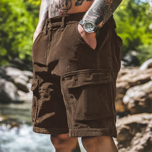 European-Size Summer Tooling Shorts Men's Casual Pants Multi-Pocket Loose Retro All-Match Pants American Style