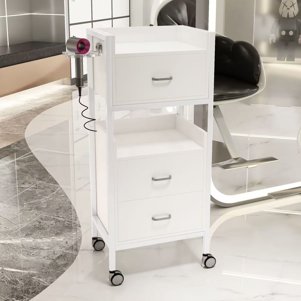 Nuevo gabinete de herramientas de peluquería de alta calidad gabinete de herramientas de salón de peluquería carro sin instalación móvil gabinete de herramientas de peluquería de madera sólida