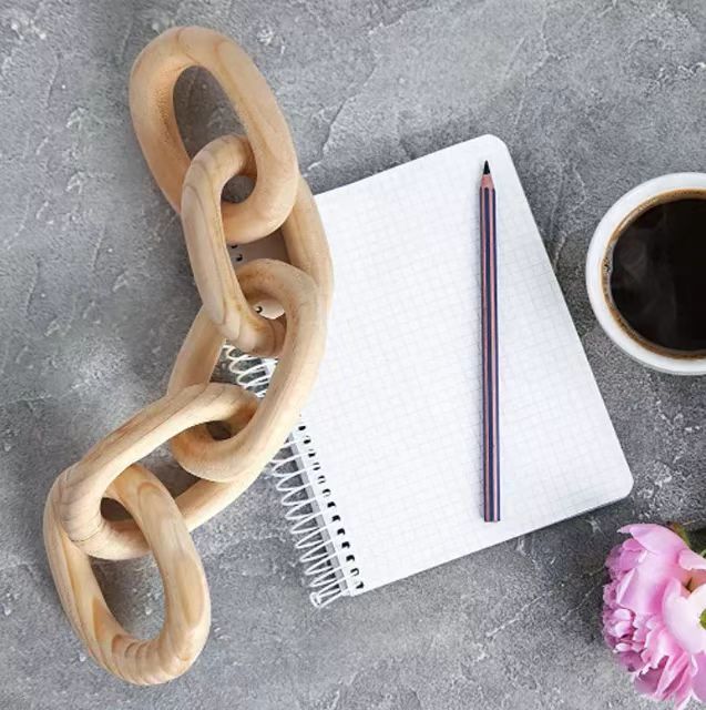 País estilo Paulownia madera familia Cadena de madera fiesta decoración del hogar nudo de madera Fondo 5 anillos Cadena de madera adornos de escritorio